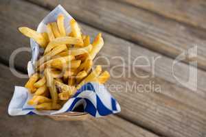Overhead view of French fries container