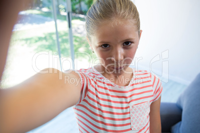 Portrait of girl puckering