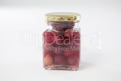 Preservative olives in jar