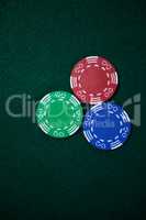 Casino chips arranged on poker table