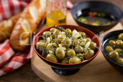 Marinated olives in bowl