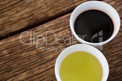 Olive oil and balsamic vinegar in bowl