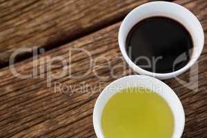 Olive oil and balsamic vinegar in bowl
