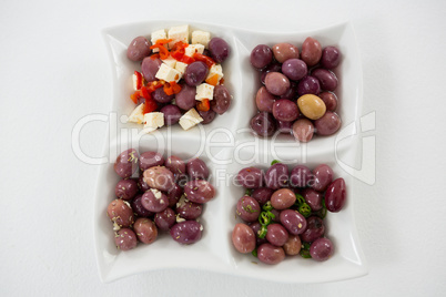 Marinated olives with herbs and spices