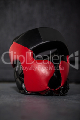 Boxing helmet in fitness studio