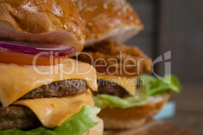 Close-up of hamburgers