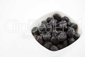 Dry olive fruit in bowl