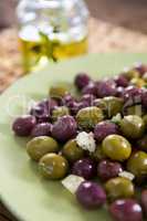 Marinated olives in plate