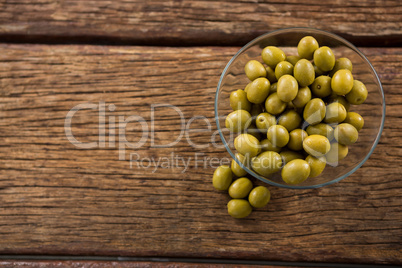 Marinated olives in glass bowl