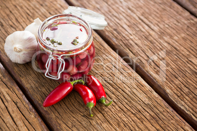 Pickled olives with ingredients