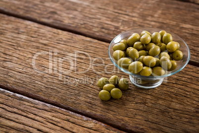 Marinated olives in glass bowl