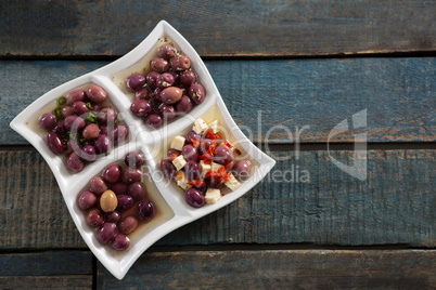 Pickled olives in platter