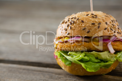 Close up of hamburger