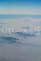 Aerial view of Alps mountains from airplane