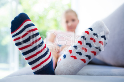 Girl wearing different socks