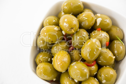 Marinated olives in bowl