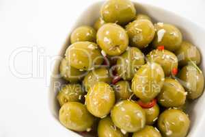 Marinated olives in bowl