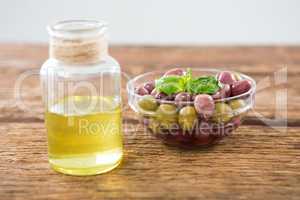 Marinated olives and olive oil