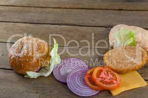 Sliced vegetables ingredient for making hamburger