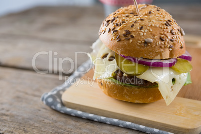 Close up of cheeseburger