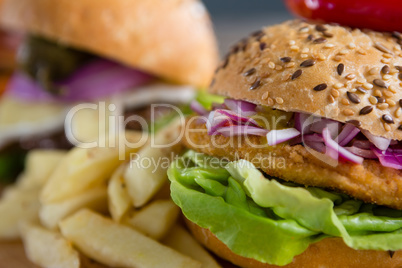 Extreme close up of burger