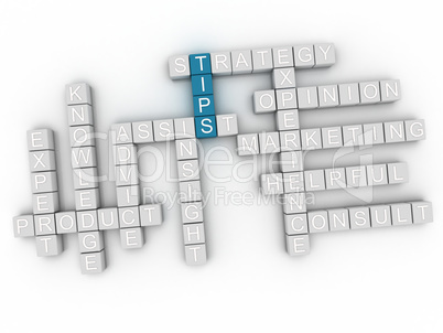 3d Tips concepts word cloud illustration.