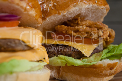 Close-up of hamburgers
