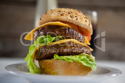 Hamburger in plate