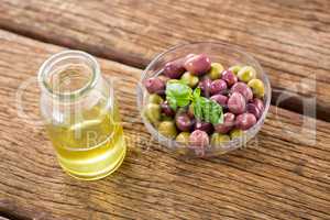 Marinated olives and olive oil