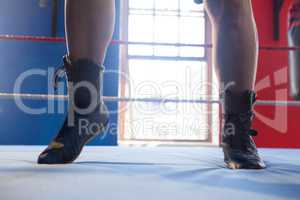 Low section of woman in boxing ring