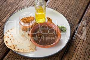 Food with spices on plate