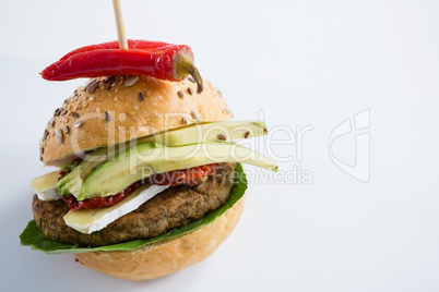Burger with jalapeno pepper