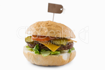 Hamburger with label