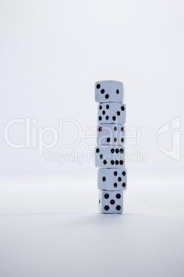 Dices arranged on white background