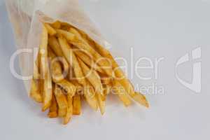 French fried chips on table
