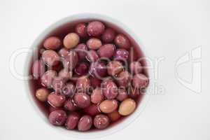 Marinated olives in bowl