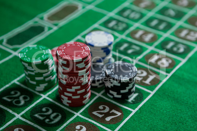 Stack of chips on table