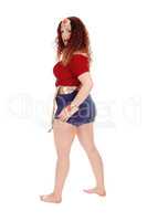 Woman in super woman outfit.