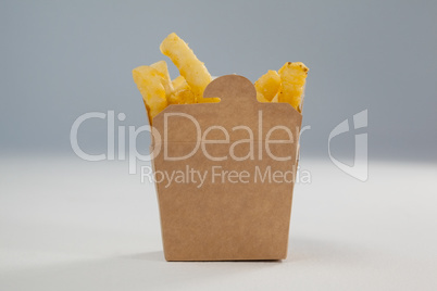 French fried chips in a take away container