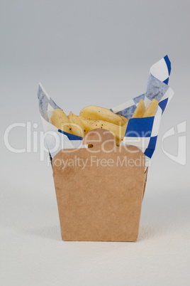 French fried chips in a take away container