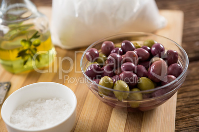 Marinated olives in bowl