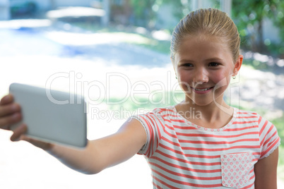 Close up of girl taking selfie