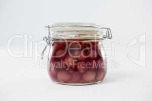 Preservative olives in jar