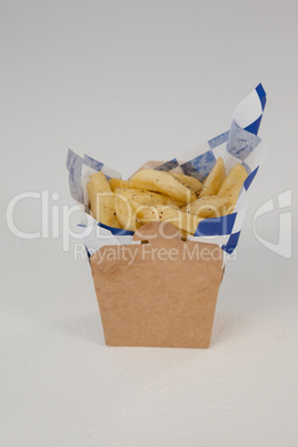 French fried chips in a take away container