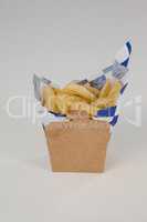 French fried chips in a take away container