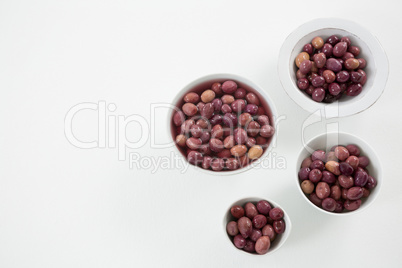 Pickled olives in bowls