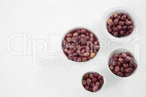 Pickled olives in bowls