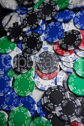 Close-up of casino chips