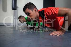 Male boxers exercising in the fitness studio