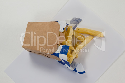 French fried chips in a take away container